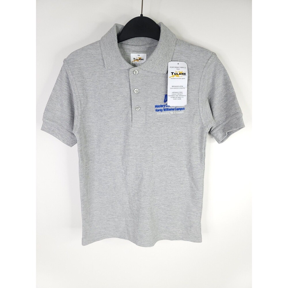 Tulane Pique Knit Collared Shirt Youth Medium Gray Short Sleeve Polo Top NWT